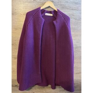 Hanna Andersson Women Chunky Knit Cardigan Purple Small Wool Love Hanna NWOT